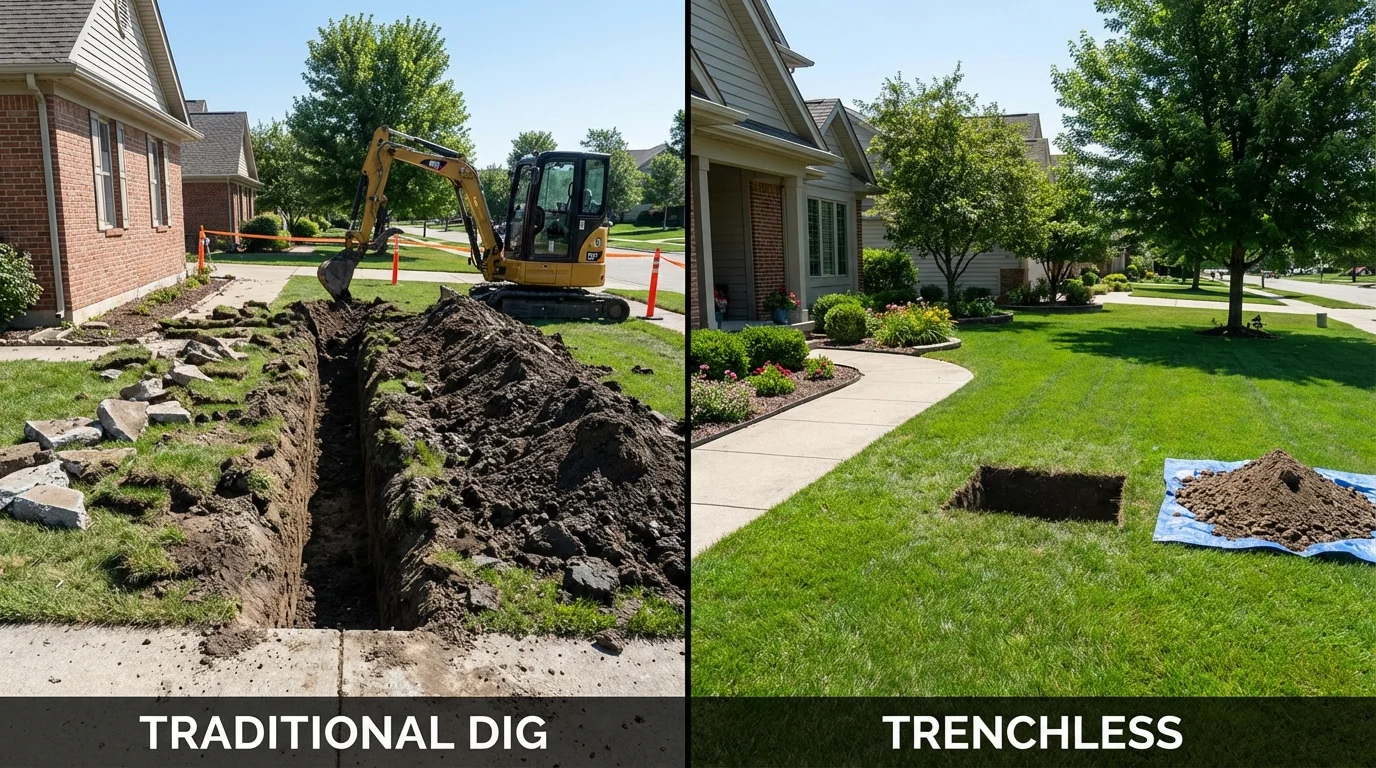 Trenchless sewer repair with minimal yard damage versus traditional excavation in Hernando, FL